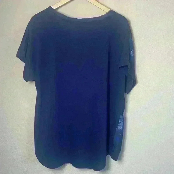 Simply Vera by Vera Wang Blue Purple Floral Knit Blouse Size XL - Picture 3 of 5